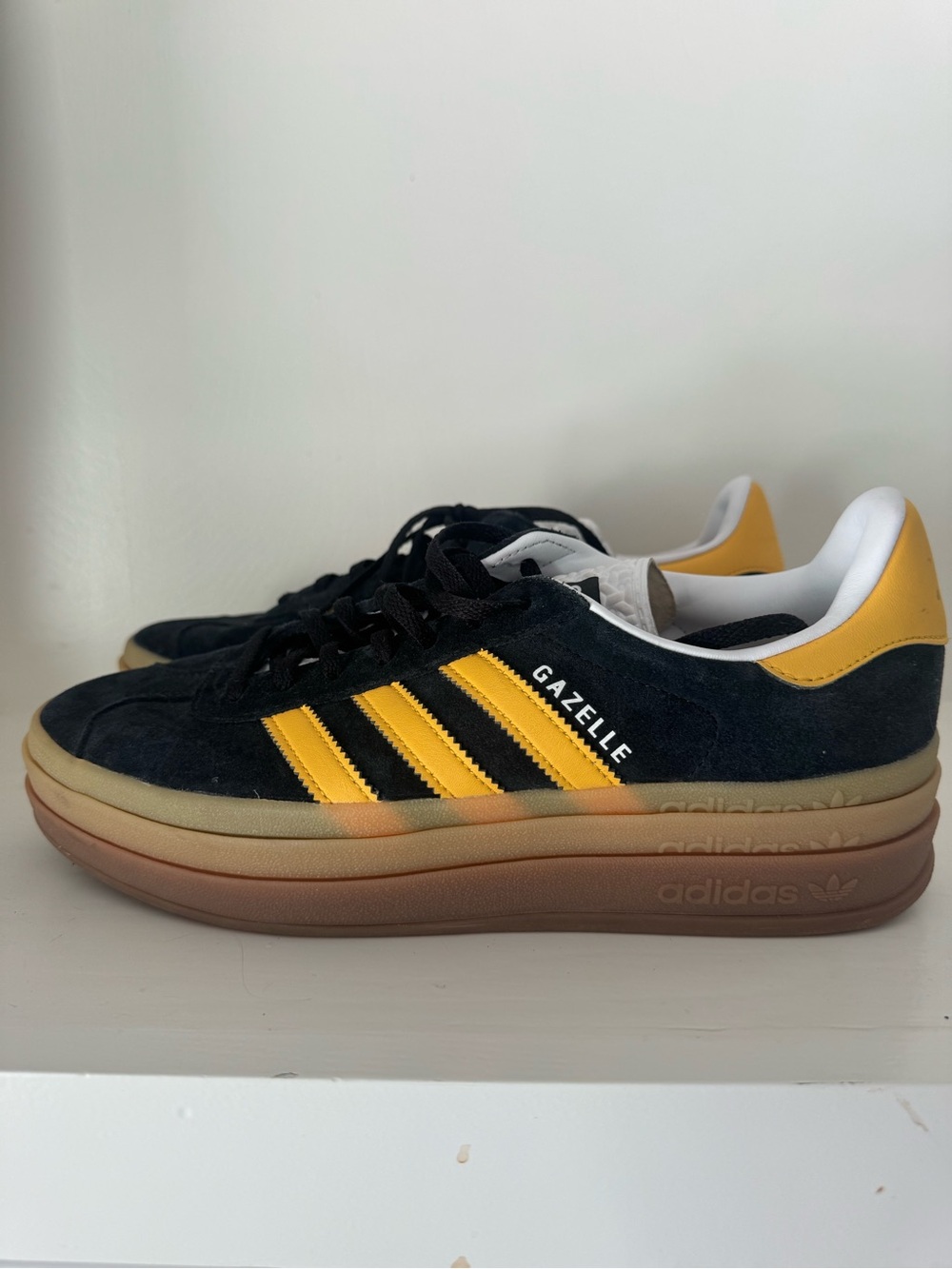 adidas Gazelle Suede Sneaker in Black and Yellow